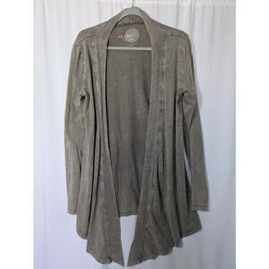 Eco Yoga Open Cardigan Women's XL Gray Organic Cotton Asymmetrical Lightweight